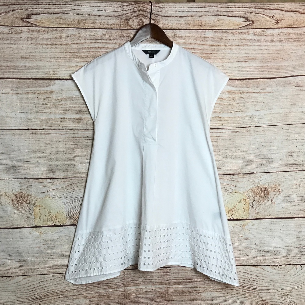Simply Vera Wang | XS | SS White Poplin Blouse